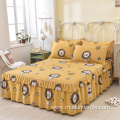 Printed cotton king size bed skirts set home